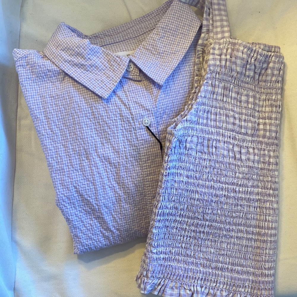 SOLD Zara Seersucker Shirt with Crop Tank Top